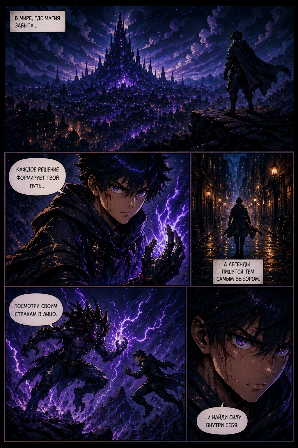 Пример фэнтези AI-комикса